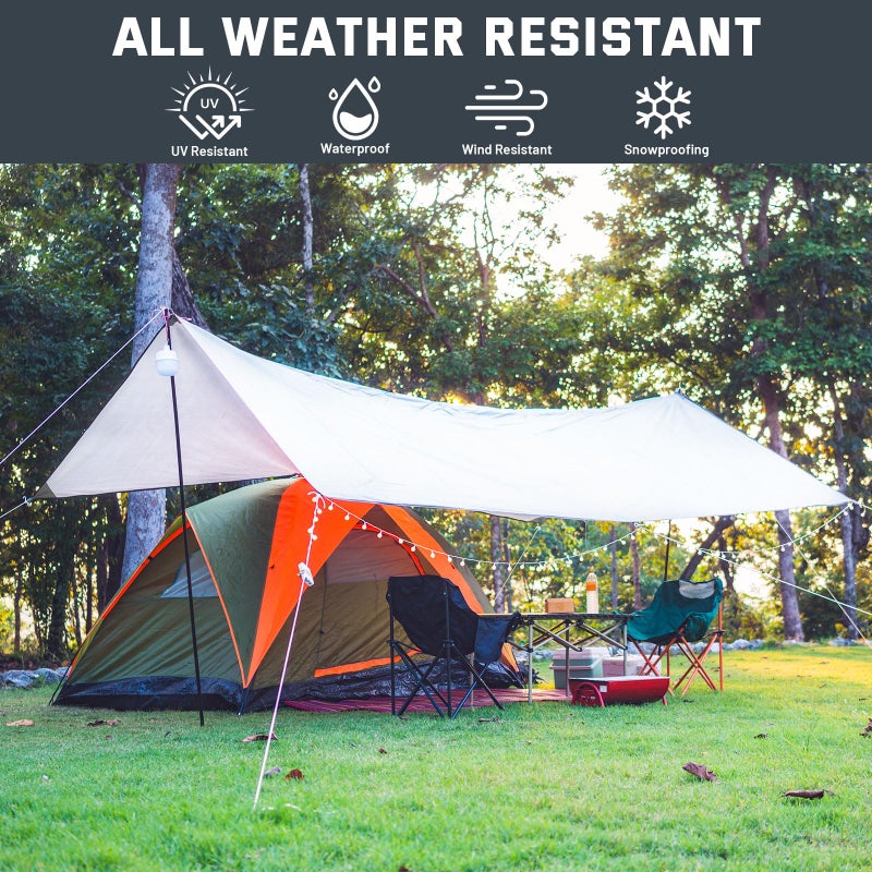 Kesfitt Tarp Heavy Duty Waterproof 10x10FT,16 Mil Thick Tarps Tear&Fade Resistant,UV Resistant,Poly Tarp Cover with Grommets and Reinforced Edges for Outdoor Camping Pools Boat Car(White) - Image 5